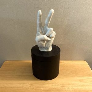 Peace Sign Hand Symbol Sculpture With Storage 
Bowl Area - Believe in Peace